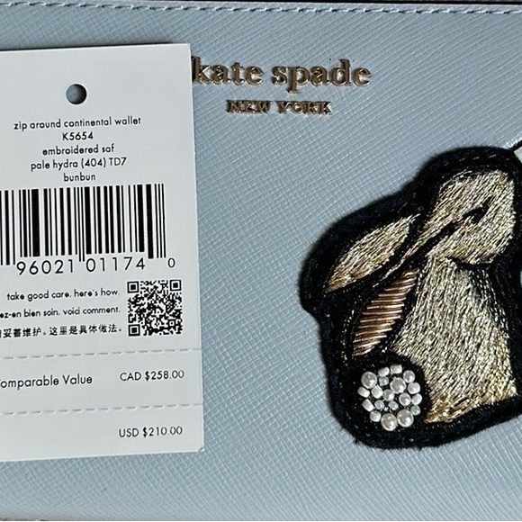 NWT Kate Spade Bunbun Bunny Zip Around Continental Wallet - Picture 9 of 10